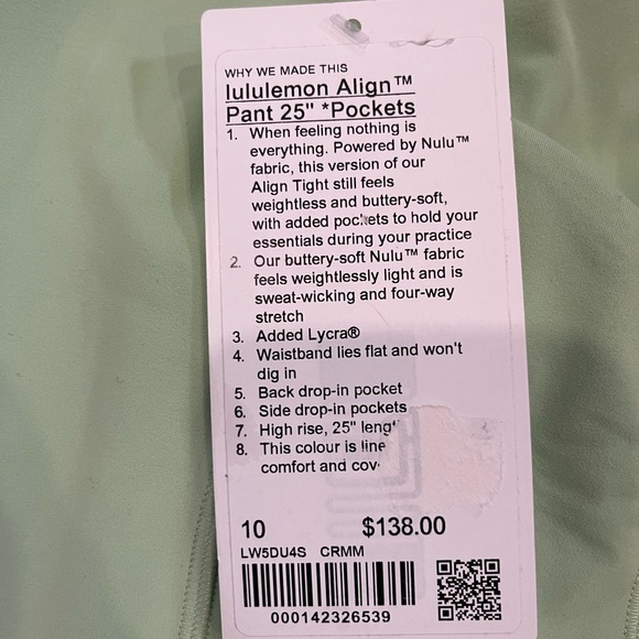 Lululemon Align High-Rise Pant with Pockets 25” - Size 10 - Creamy Mint - Picture 4 of 12